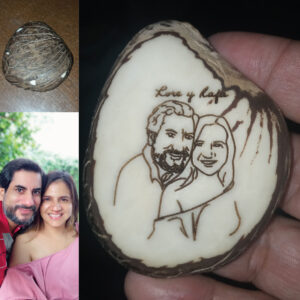 Tagua grabada en láser, mensaje e ilustración personalizado