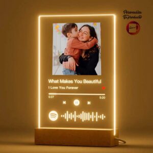 Placa decorativa acrílica, con foto y código Spotify