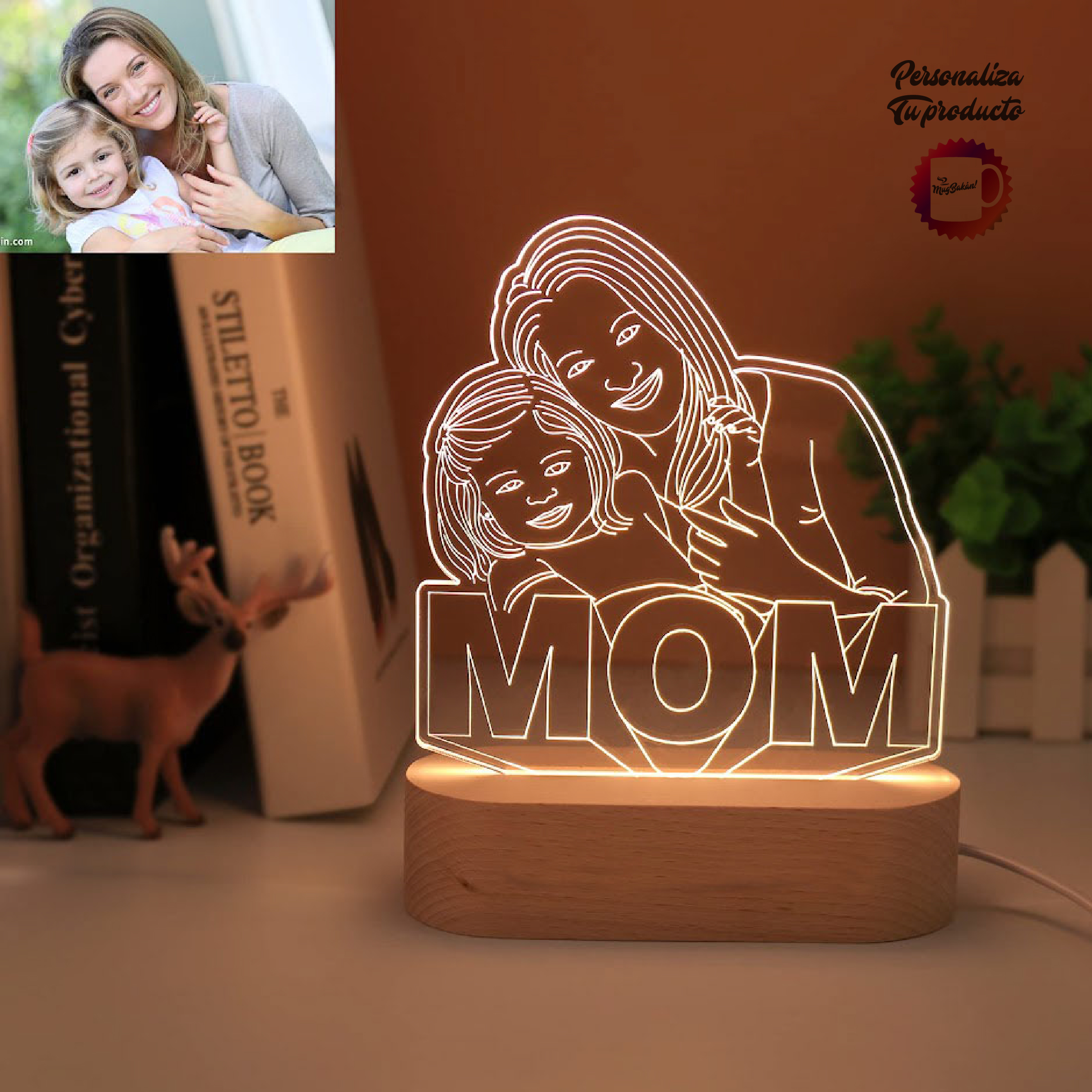 Lámpara decorativa acrílico ilusión 3D personalizada